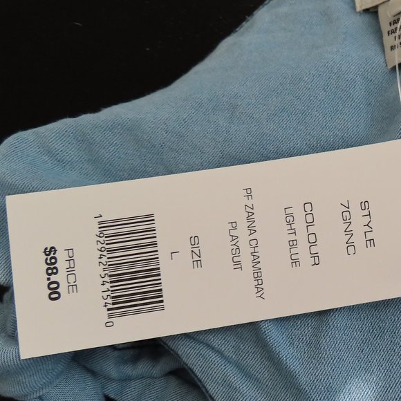 π Denim/Chambray Romper with Bow-tie Back - French Connection (L) β§ - Picture 8 of 8